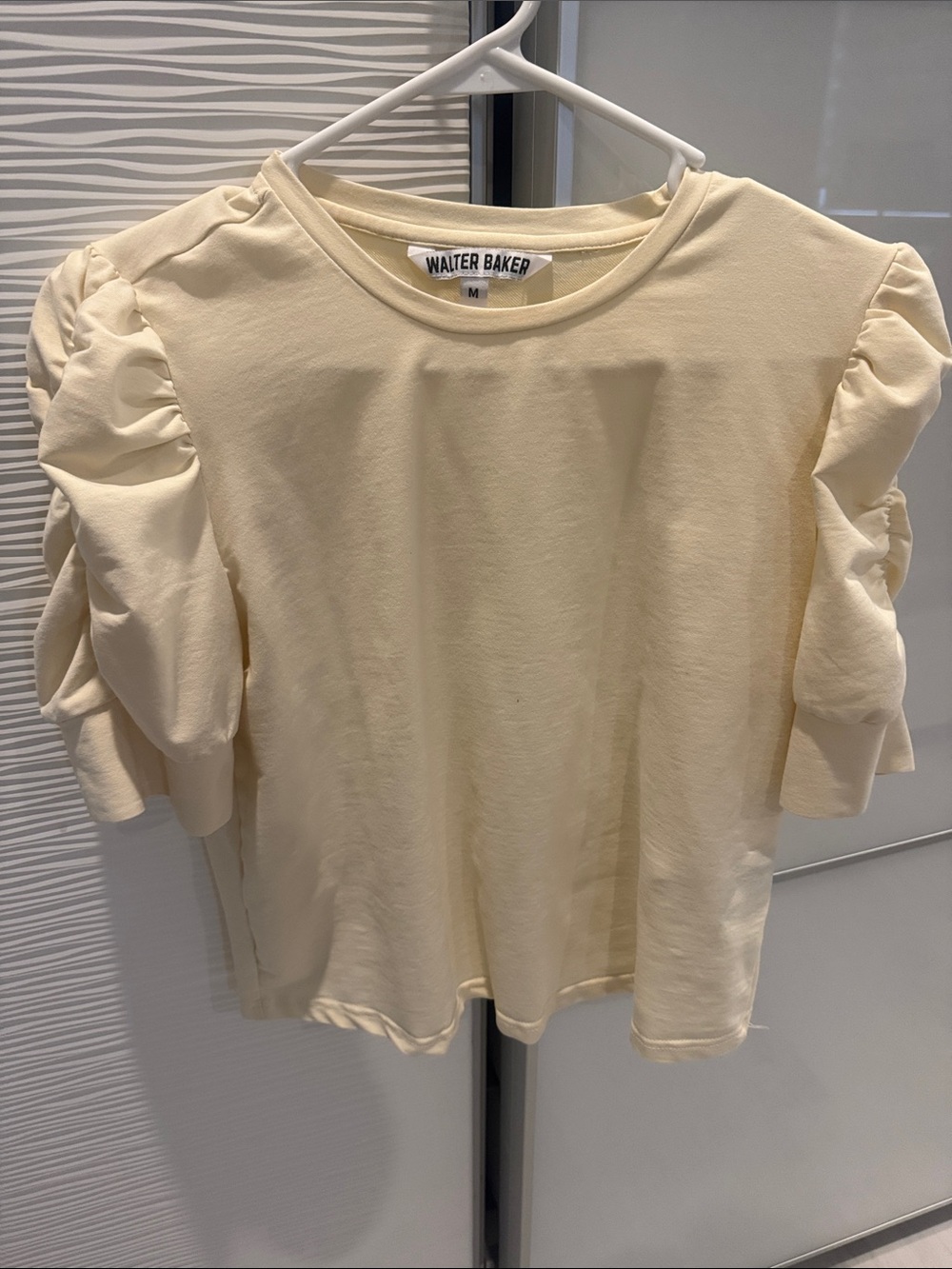 Walter Baker Cream Puff-Sleeve Tee in Soft Ivory